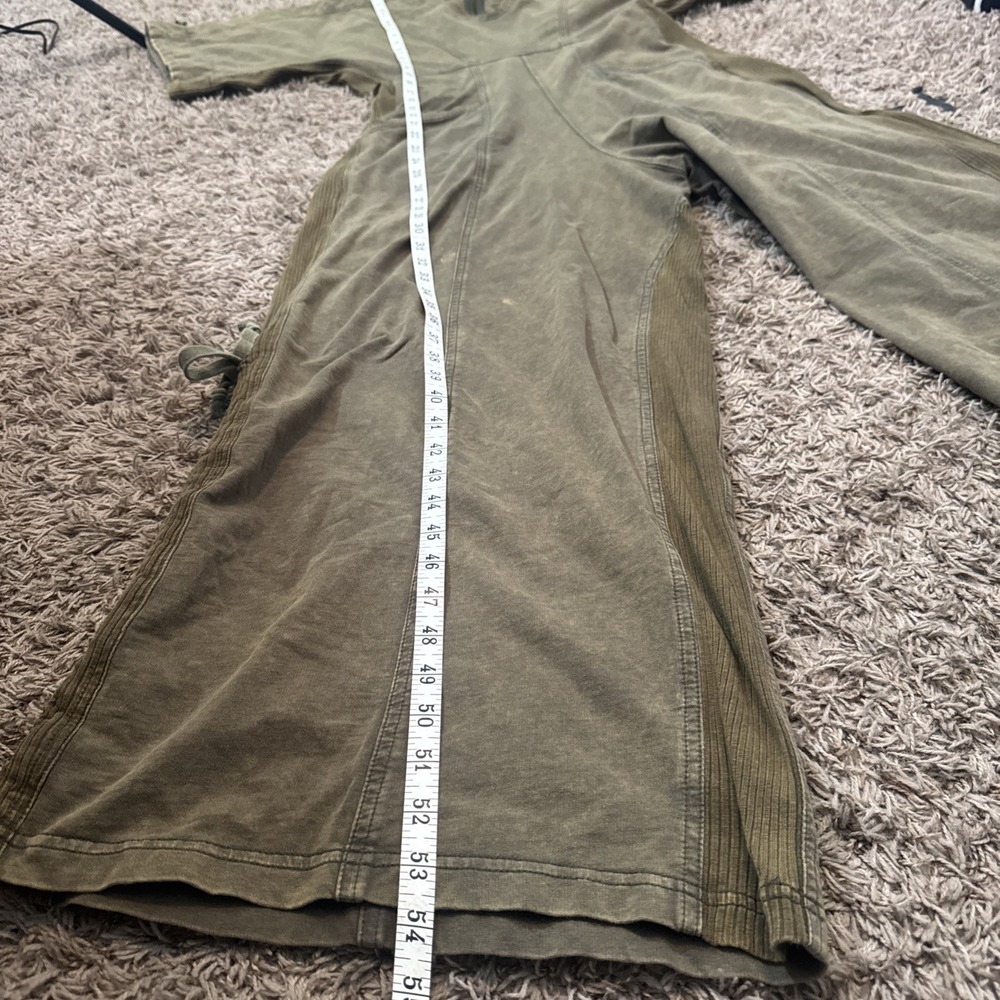 BiBi Jumpsuit Wide Leg Bohemian 100% Cotton Short Sleeve Olive Green Size Small - Picture 11 of 13